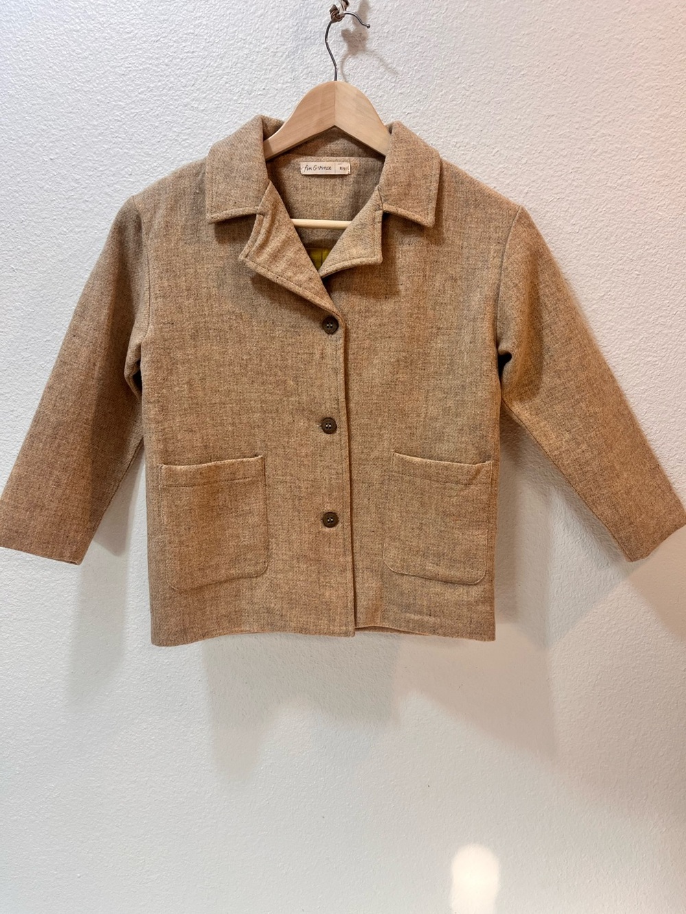 Girls' Tan Wool Blend Button-Front Jacket $135